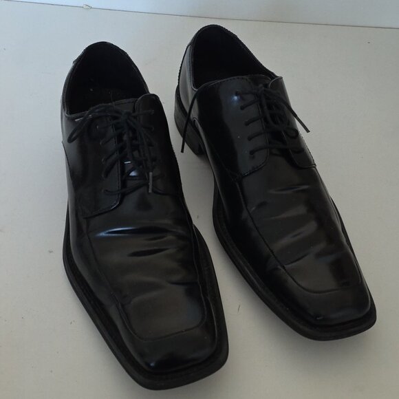 KENNETH COLE | Patent Leather Square Toe Lace Shoes Black Sz 10M - Picture 2 of 5